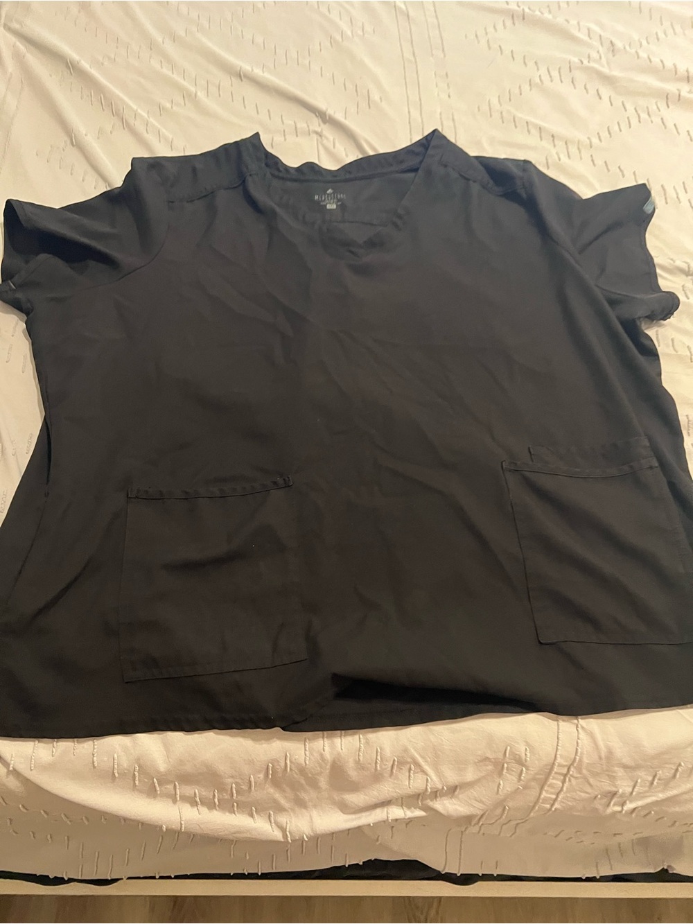 MedCouture Black Scrub Top 3X V Neck Medical Nursing Workwear